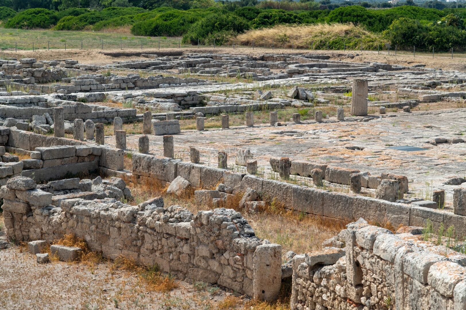 guida-savelletri-e-torrecanne-trullionline-04 Fondamenta, mura e una fila di basi di colonne nell'area archeologica di Egnazia